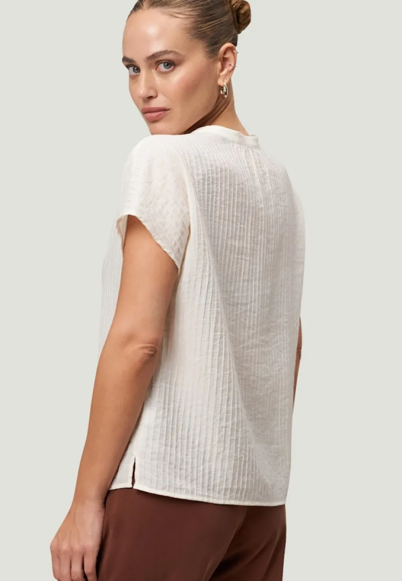 Zero Blusen*Crinkle-Bluse mit V-Ausschnitt Eggnog