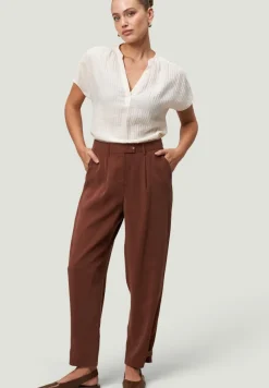 Zero Blusen*Crinkle-Bluse mit V-Ausschnitt Eggnog