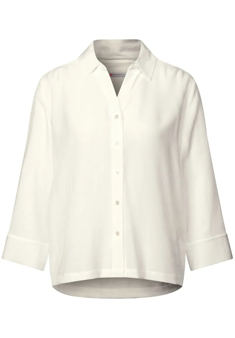 Street One Blusen*Crinkle-Hemdbluse off white