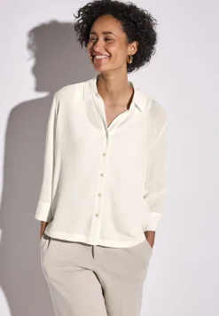 Street One Blusen*Crinkle-Hemdbluse off white
