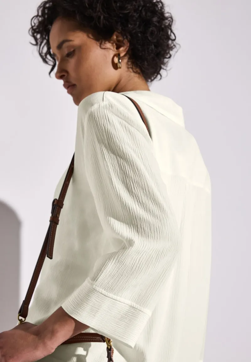 Street One Blusen*Crinkle-Hemdbluse off white