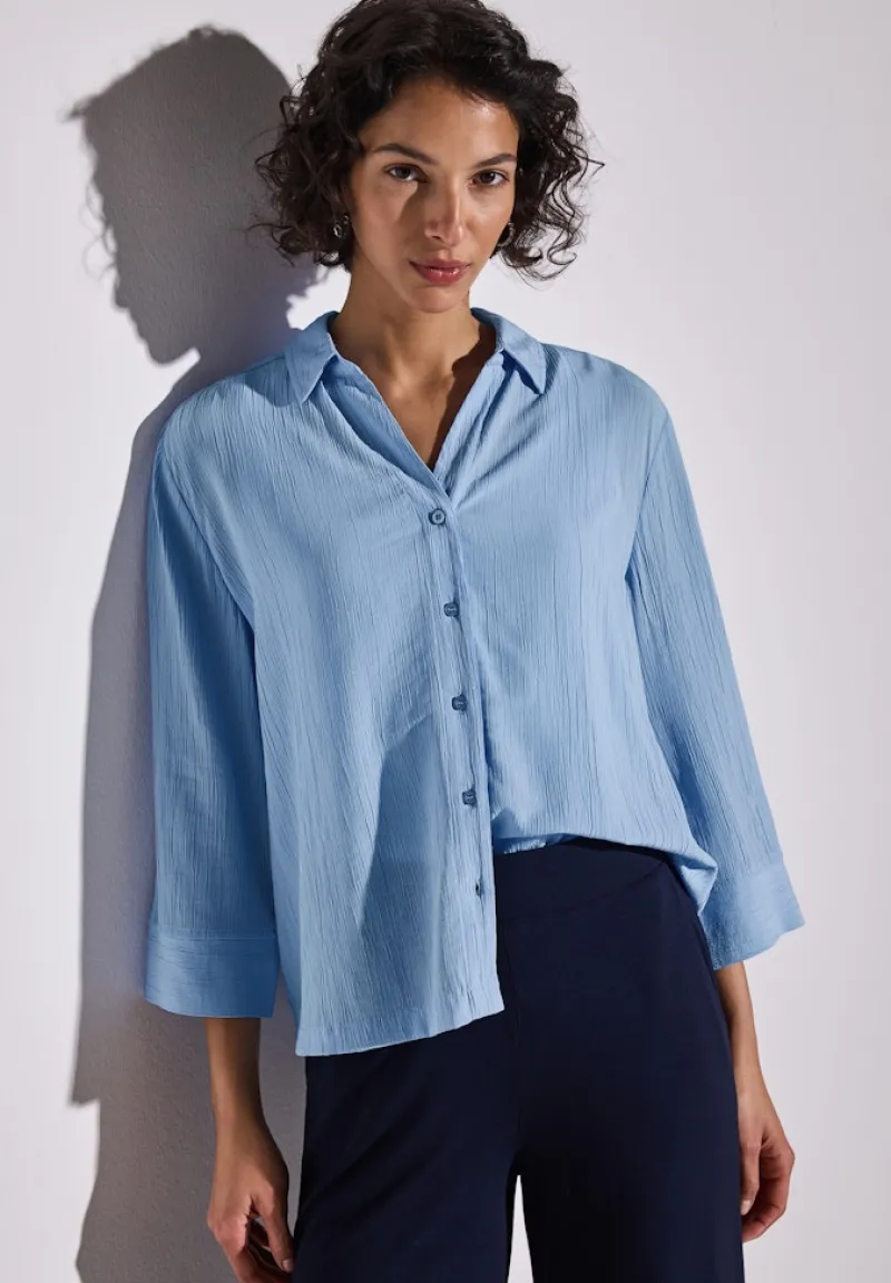 Street One Blusen*Crinkle-Hemdbluse serenity blue