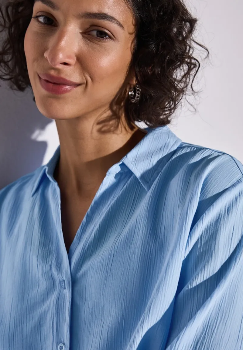 Street One Blusen*Crinkle-Hemdbluse serenity blue