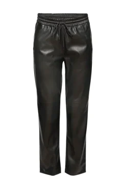 Esprit Hosen*Cropped Hose in Leder-Optik mit Kordelzugbund Black