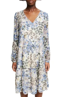 Esprit Kleider*Crêpe-Kleid mit Millefleurs light beige