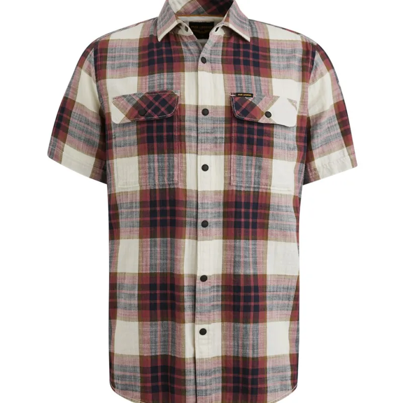 PME Legend Hemden|Big Boys*Ctn Slub Herringbone Check Esben Dry Rose