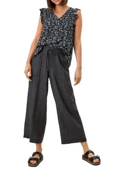s.Oliver Hosen*Culotte aus Leinen blau1