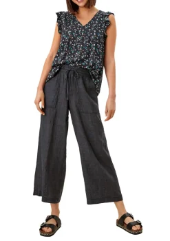 s.Oliver Hosen*Culotte aus Leinen blau1