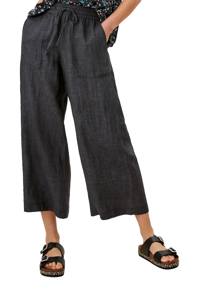 s.Oliver Hosen*Culotte aus Leinen blau1
