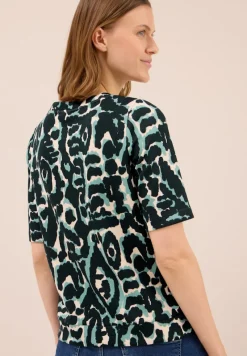 Cecil Shirts*Cupro Touch Print-Shirt ink green