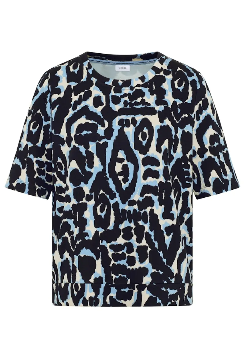 Cecil Shirts*Cupro Touch Print-Shirt urban dark blue