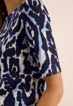 Cecil Shirts*Cupro Touch Print-Shirt urban dark blue