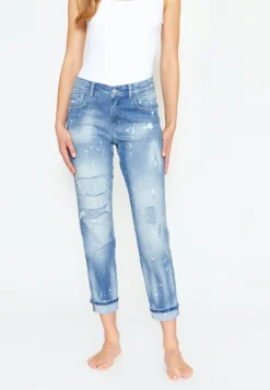 Angels Jeans*DARLEEN CROP TU mid blue fancy used destroyed