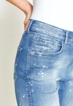 Angels Jeans*DARLEEN CROP TU mid blue fancy used destroyed