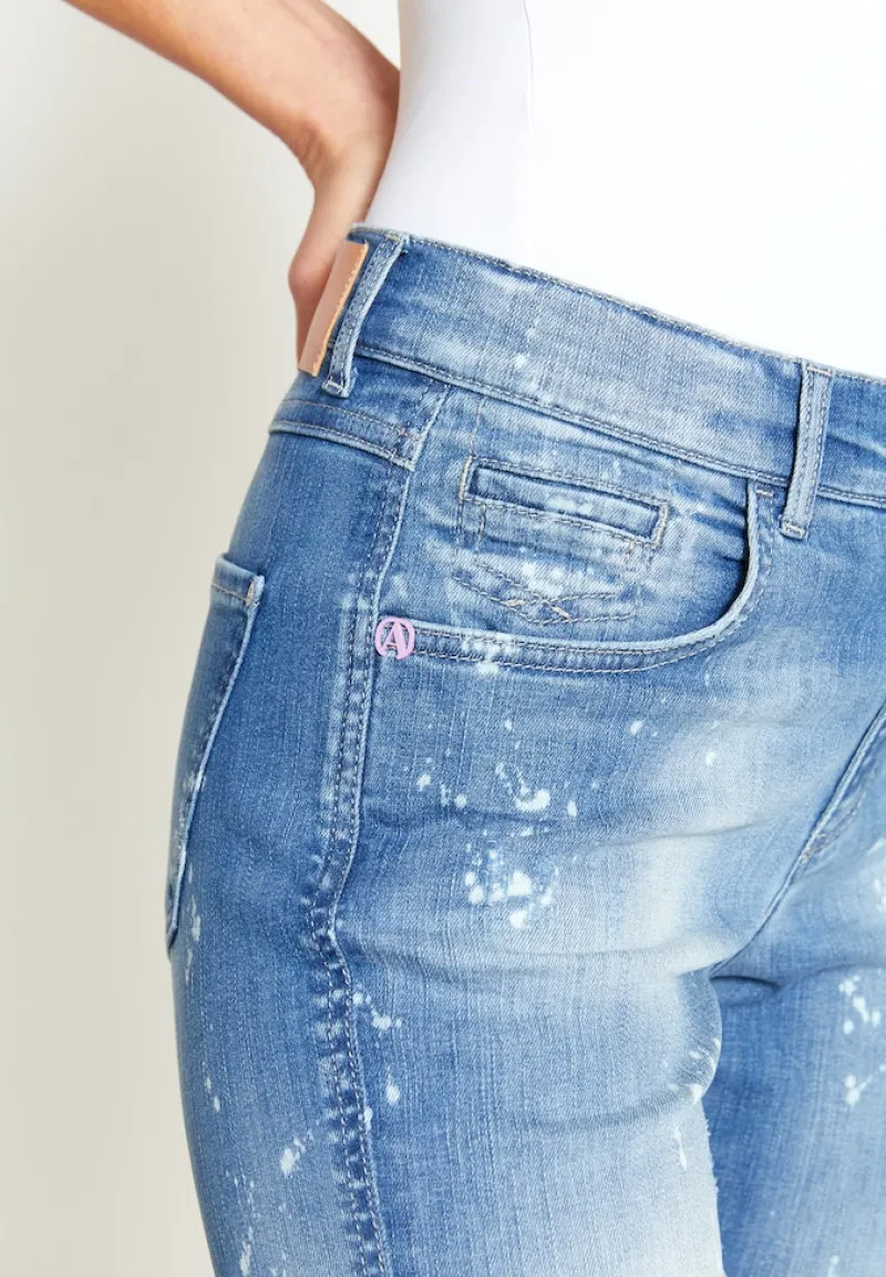 Angels Jeans*DARLEEN CROP TU mid blue fancy used destroyed