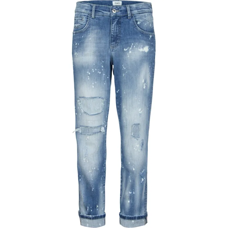 Angels Jeans*DARLEEN CROP TU mid blue fancy used destroyed