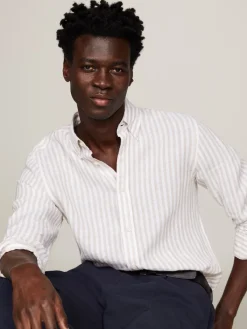 Tommy Hilfiger Hemden|Big Boys*DC BOLD LINEN STRIPE SHIRT beige - optic white