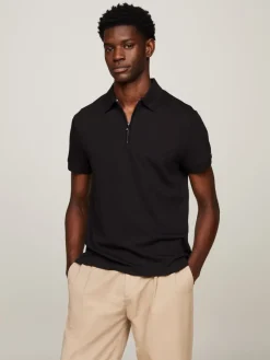 Tommy Hilfiger Shirts|Big Boys*DC INTERLOCK ZIP SLIM POLO Black
