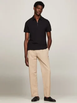 Tommy Hilfiger Shirts|Big Boys*DC INTERLOCK ZIP SLIM POLO Black