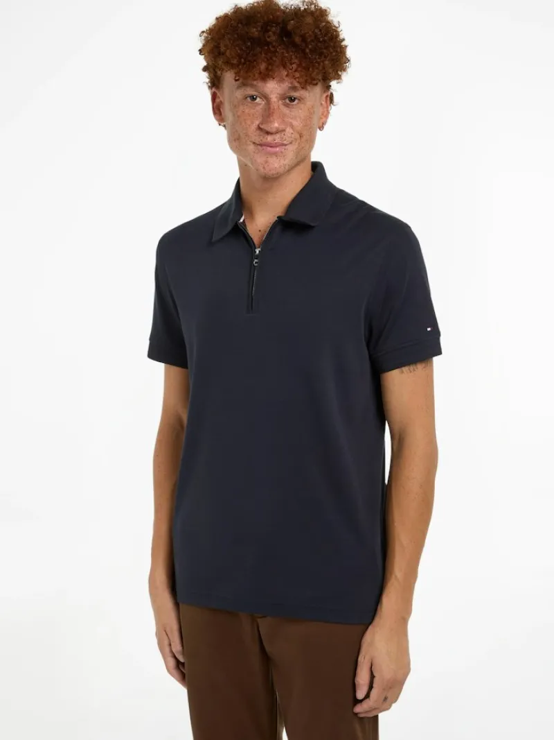 Tommy Hilfiger Shirts|Big Boys*DC INTERLOCK ZIP SLIM POLO desert sky