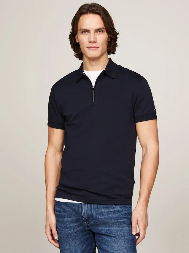 Tommy Hilfiger Shirts|Big Boys*DC INTERLOCK ZIP SLIM POLO desert sky