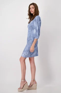 Monari Kleider*Denim allover Kleid indigo gemustert