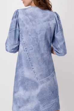 Monari Kleider*Denim allover Kleid indigo gemustert