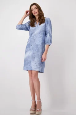 Monari Kleider*Denim allover Kleid indigo gemustert