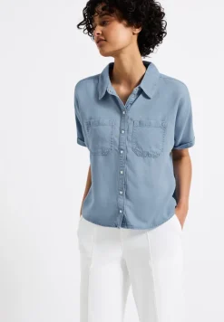 Street One Blusen*Denim Lyocell Hemdbluse light blue soft wash