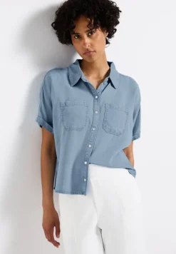 Street One Blusen*Denim Lyocell Hemdbluse light blue soft wash