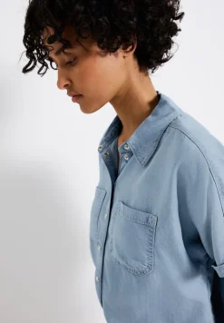 Street One Blusen*Denim Lyocell Hemdbluse light blue soft wash