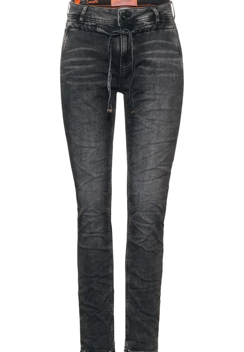 Street One Jeans*Dunkle Loose Fit Jeans black knit washed