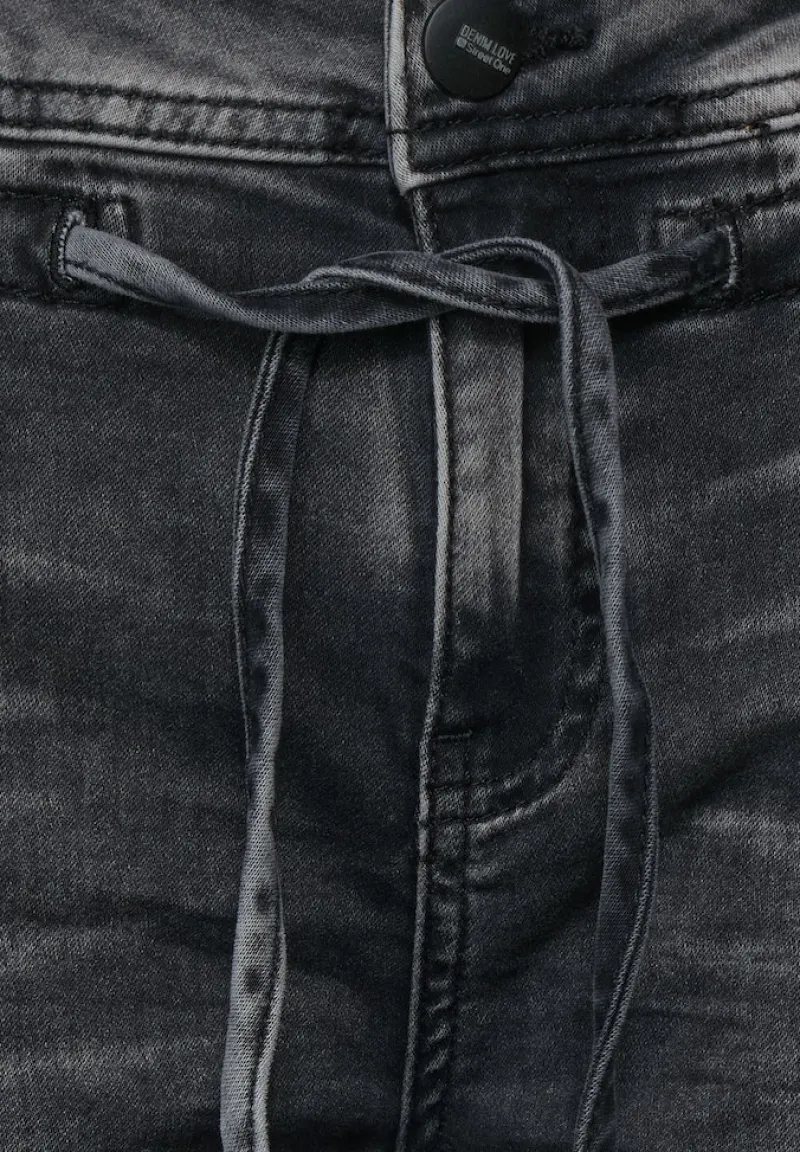 Street One Jeans*Dunkle Loose Fit Jeans black knit washed