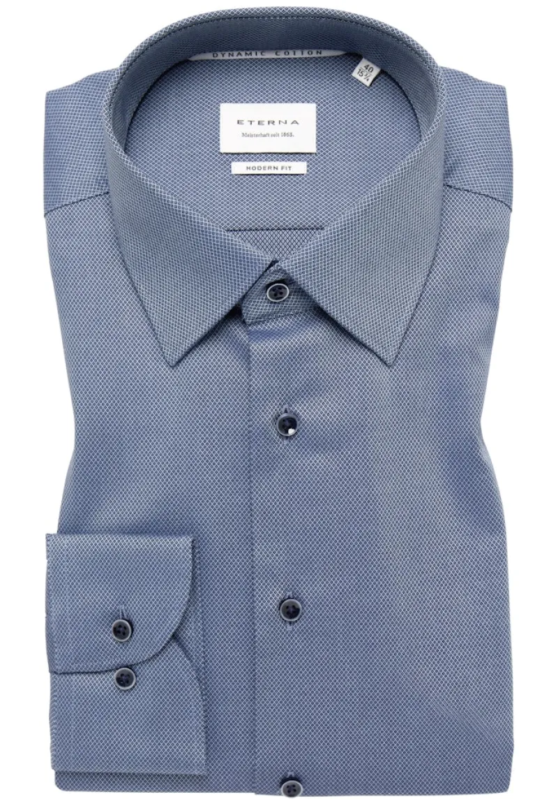 ETERNA Hemden|Big Boys*Dynamic Cotton Dobbydesign Langarm denim