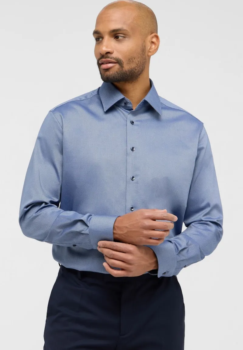 ETERNA Hemden|Big Boys*Dynamic Cotton Dobbydesign Langarm denim