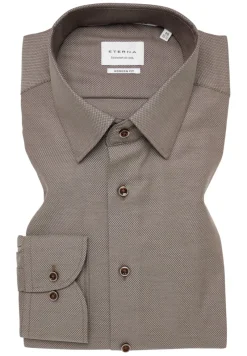 ETERNA Hemden|Big Boys*Dynamic Cotton Dobbydesign Langarm dunkelbraun