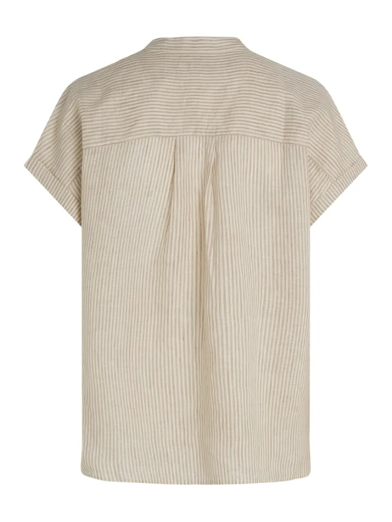 Tommy Hilfiger Blusen*ESS LINEN COLLARLESS S/S BLOUSE classic ithaca- sandalwood