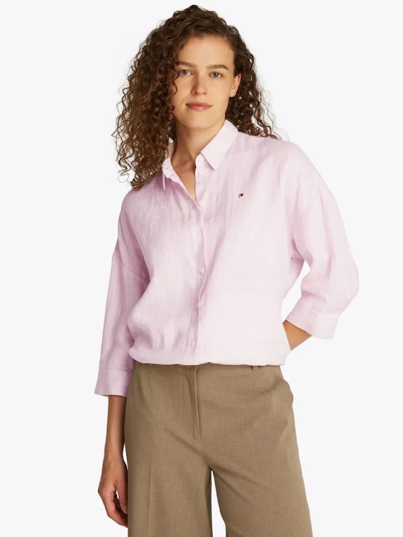 Tommy Hilfiger Blusen*ESS LINEN LOOSE 3-4 SLEEVE SHIRT foggy pink stp