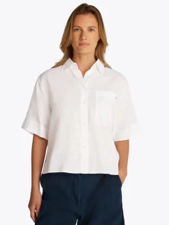 Tommy Hilfiger Blusen*ESS LINEN RELAXED S/S SHIRT th optic white