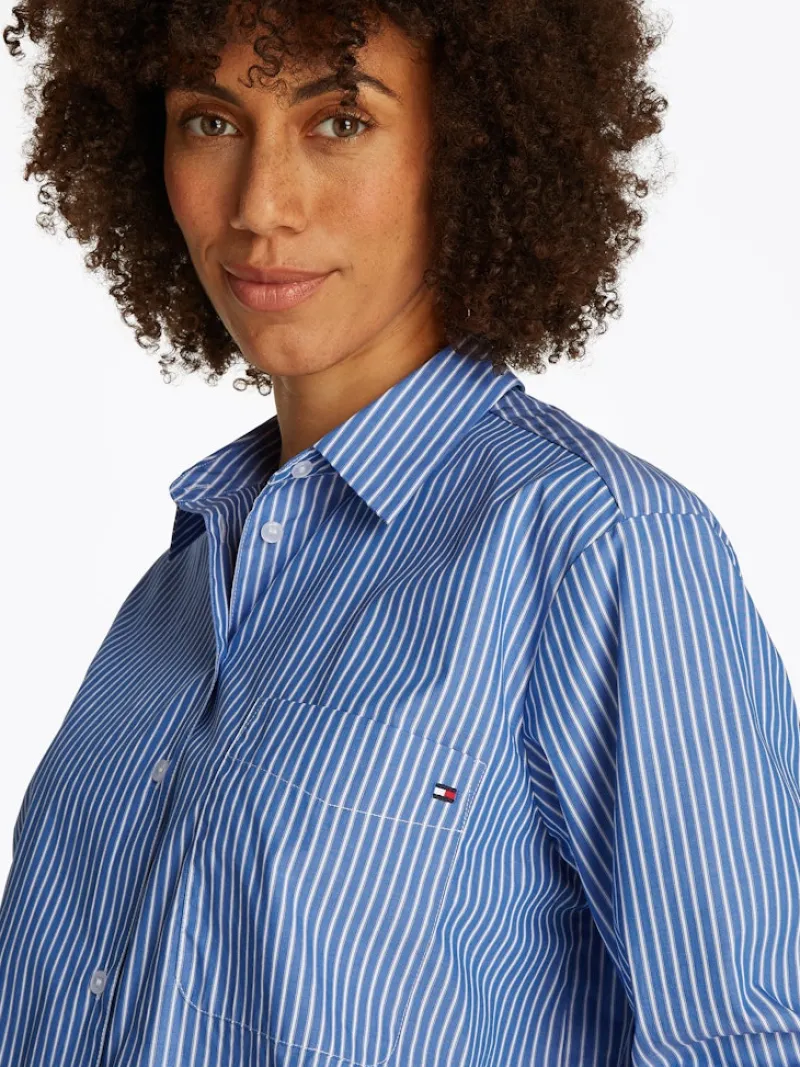 Tommy Hilfiger Blusen*ESS POPLIN EASY FIT SHIRT blue stp