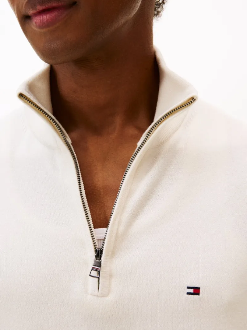 Tommy Hilfiger Pullover & Sweatshirts|Big Boys*ESSENTIAL COTTON ZIP MOCK ivory petal