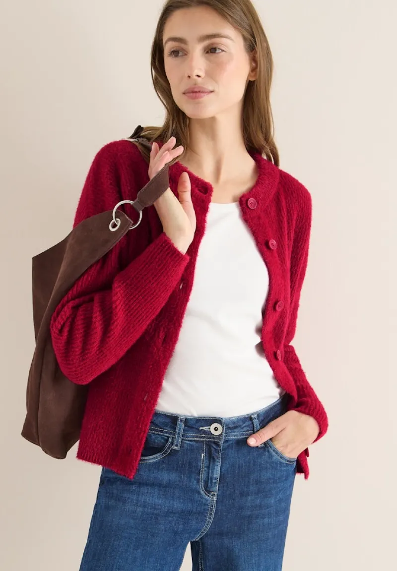 Cecil Pullover & Sweatshirts*Federgarn Ripp-Strickjacke beaujolais red