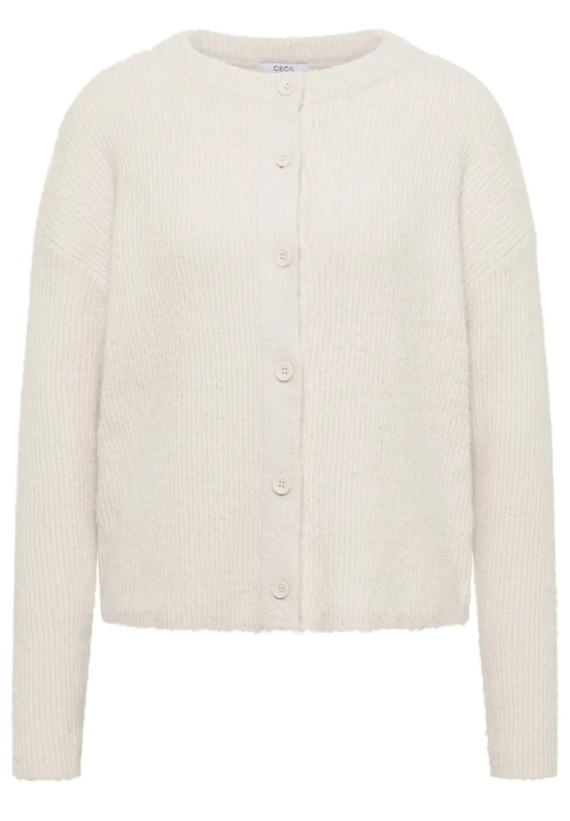 Cecil Pullover & Sweatshirts*Federgarn Ripp-Strickjacke light greige