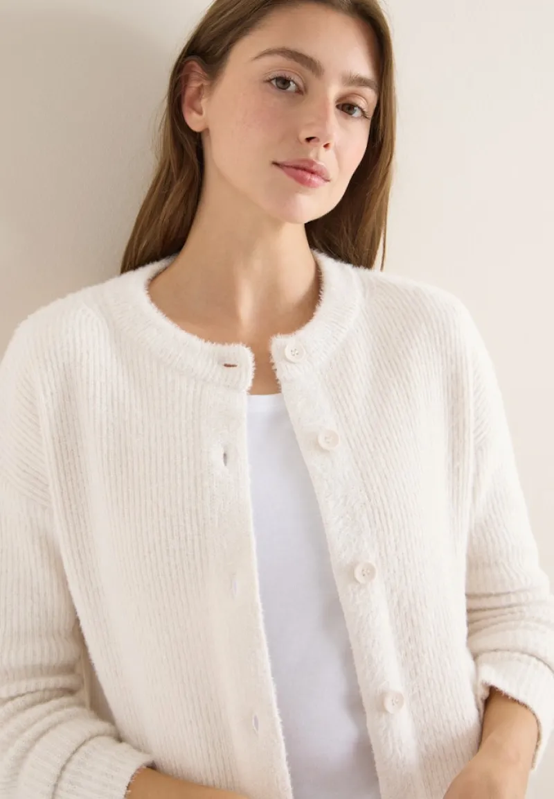 Cecil Pullover & Sweatshirts*Federgarn Ripp-Strickjacke light greige