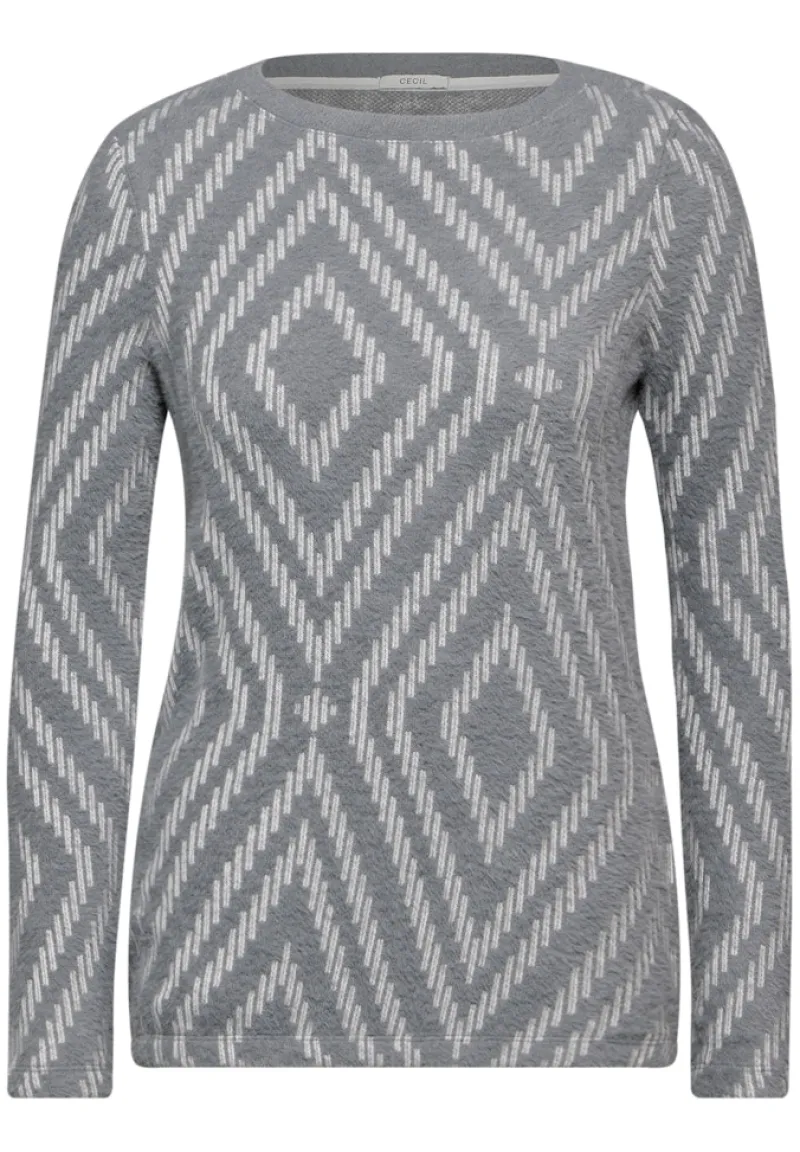 Cecil Shirts*Federgarn Shirt mit Muster platinum grey mel.