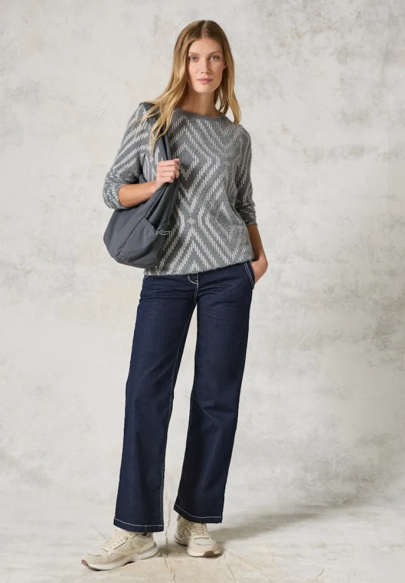 Cecil Shirts*Federgarn Shirt mit Muster platinum grey mel.