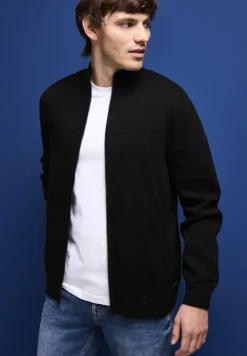 Street One Men Pullover & Sweatshirts|Big Boys*Feinstrickjacke mit Zipper Black