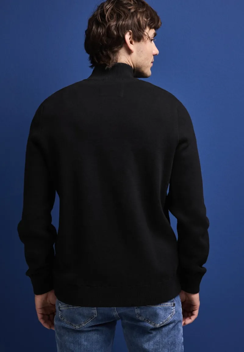 Street One Men Pullover & Sweatshirts|Big Boys*Feinstrickjacke mit Zipper Black
