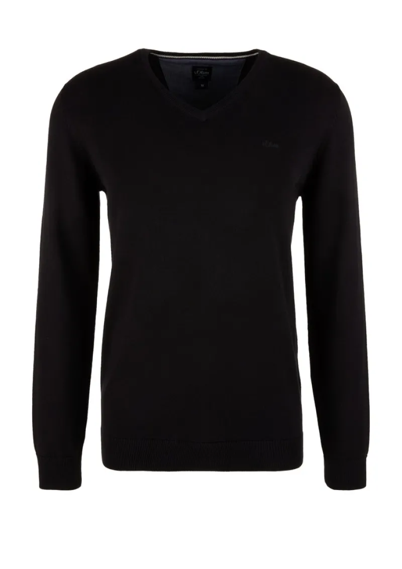 s.Oliver Pullover & Sweatshirts|Big Boys*Feinstrickpullover mit V-Ausschnitt Schwarz