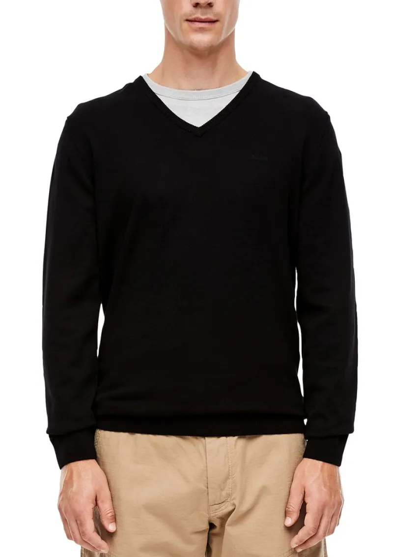 s.Oliver Pullover & Sweatshirts|Big Boys*Feinstrickpullover mit V-Ausschnitt Schwarz